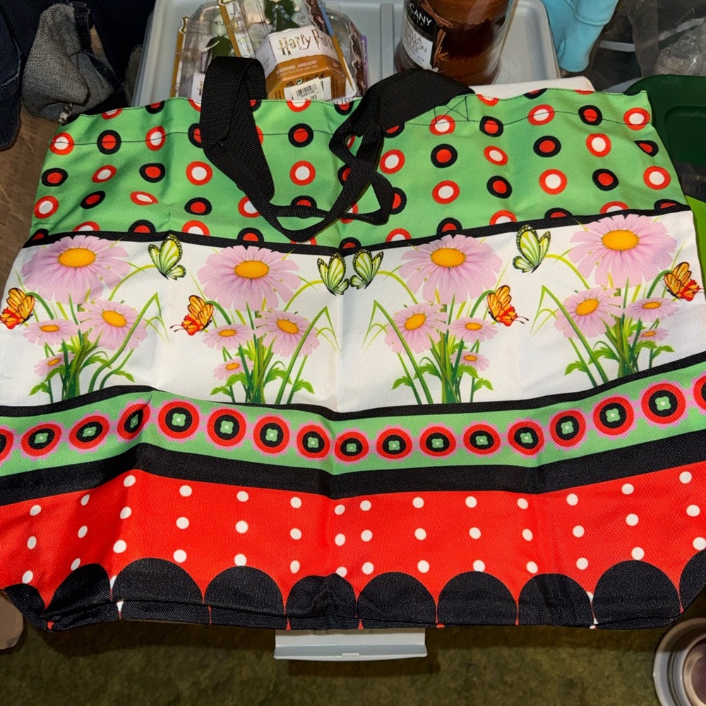Bright Floral Polka Dot Tote Bag Nylon